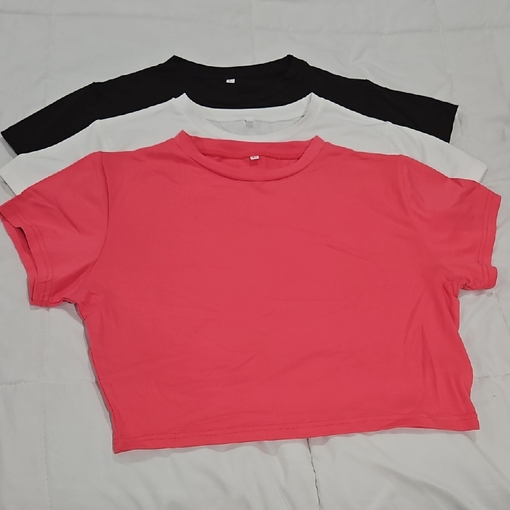 Women's Casual Crop Tops - Black, White, Pink